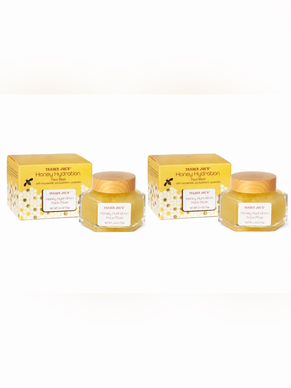 Honey Hydration Face Mask Jar - Bright Yellow Packaging (pack of 2)